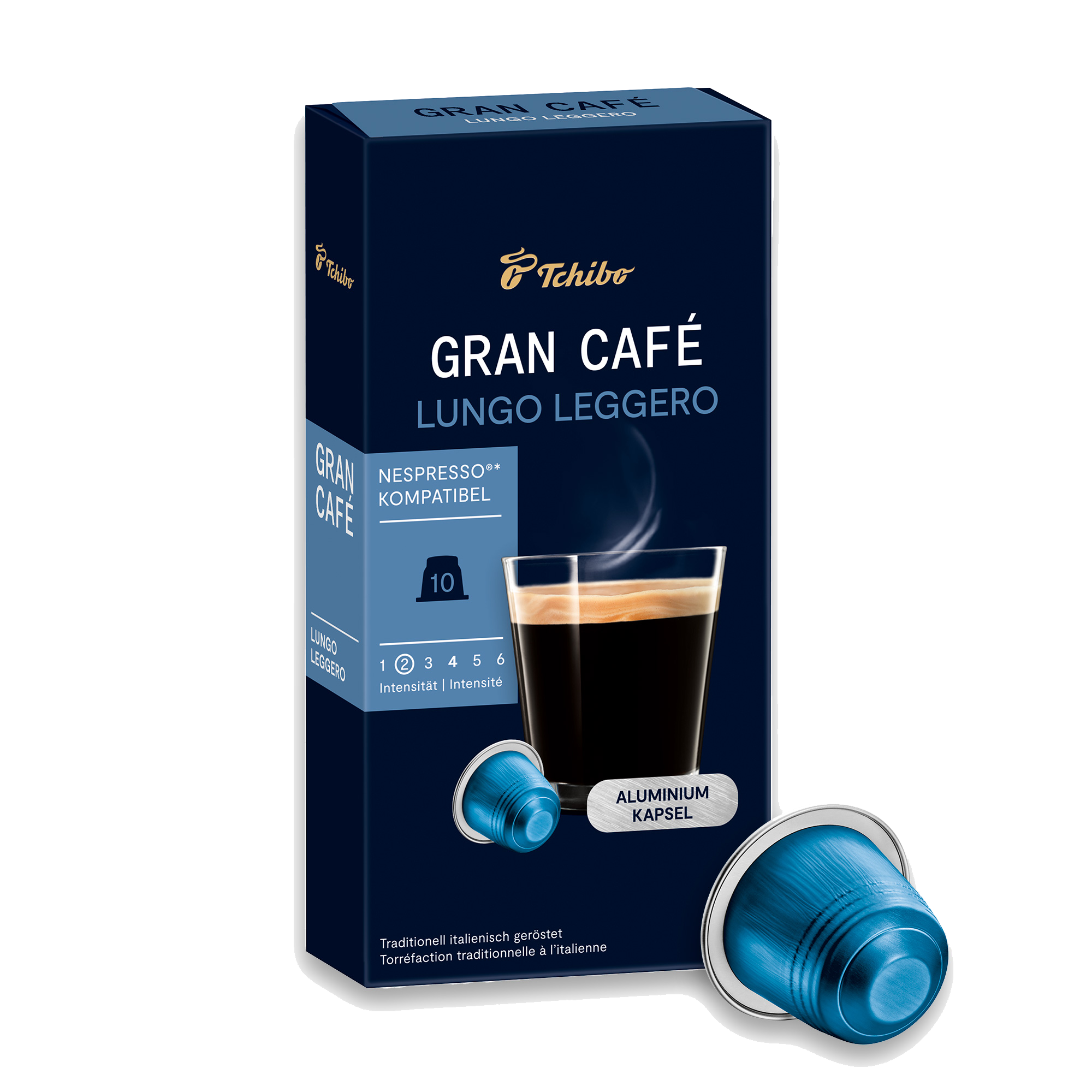 .com: Tchibo Coffee Capsules - Gran Café Lungo Leggero Pods -  Nespresso Machine Compatible - Intensity 2/6, Acidity 1/6, Roast Level 4/6  - Made in Italy - 10 x Capsules - 1.9 oz : Grocery & Gourmet Food