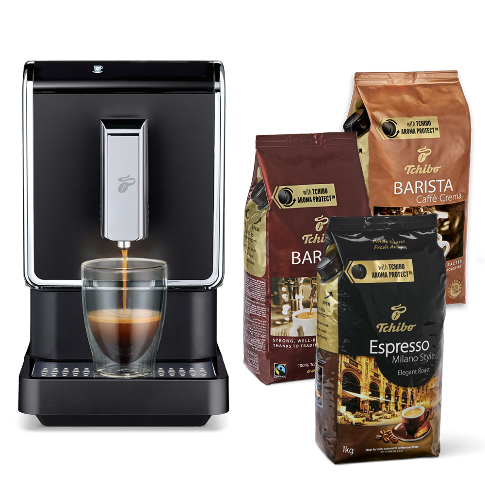 Tchibo Maker Automatic Espresso Coffee Machine & 17.6 Ounce Bags of Whole  Beans